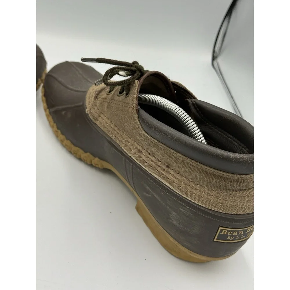 Vintage L.L Bean Gumshoe Boots Mens 10 M Brown Leather Canvas Waterproof USA